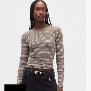 Gap Striped Brown Long Sleeve Top